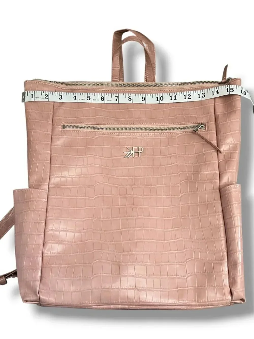 Freshly Picked Faux Leather Rose Pink Crocodile Diaper Bag Backpack Zip Closure